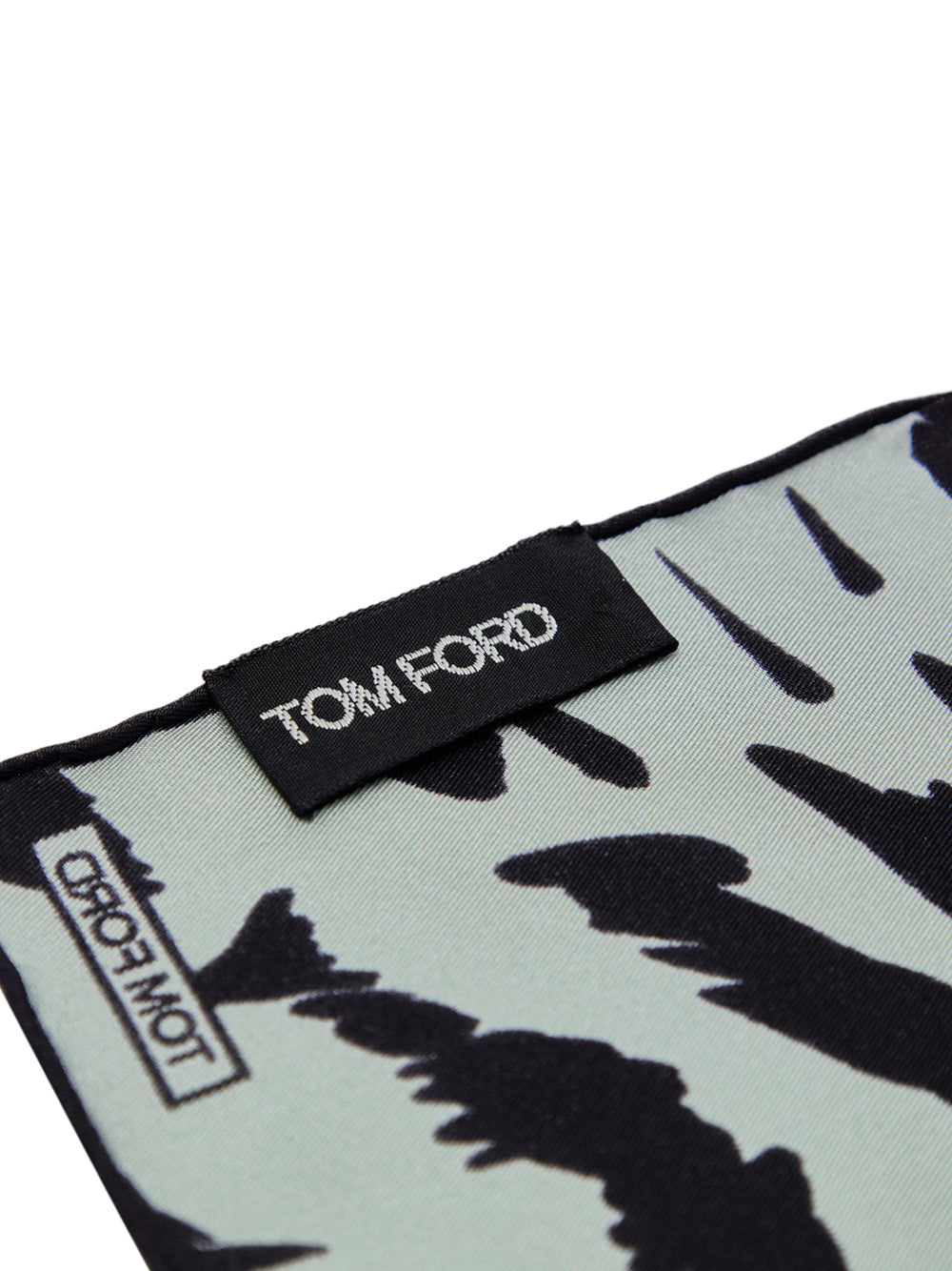Light Gray Silk Pocket Square with Tom Ford Print