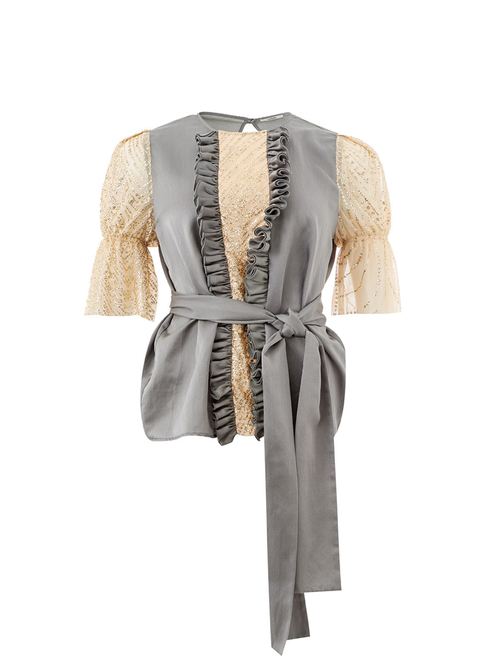 Top with Gold Tulle Sleeves and Sash