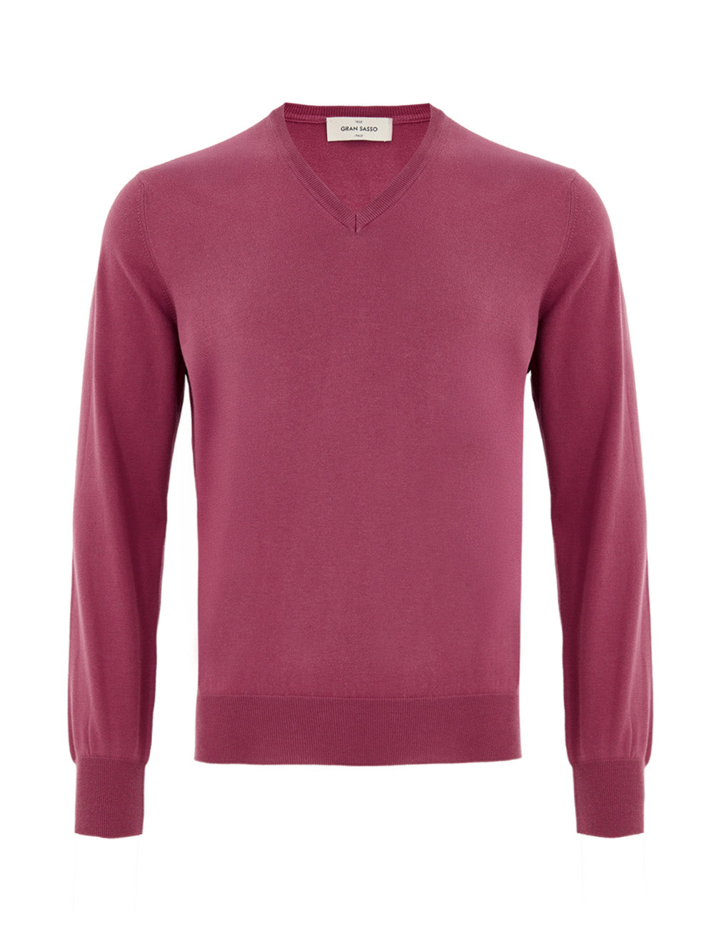 Gran Sasso Purple Cotton V-Neck Sweater