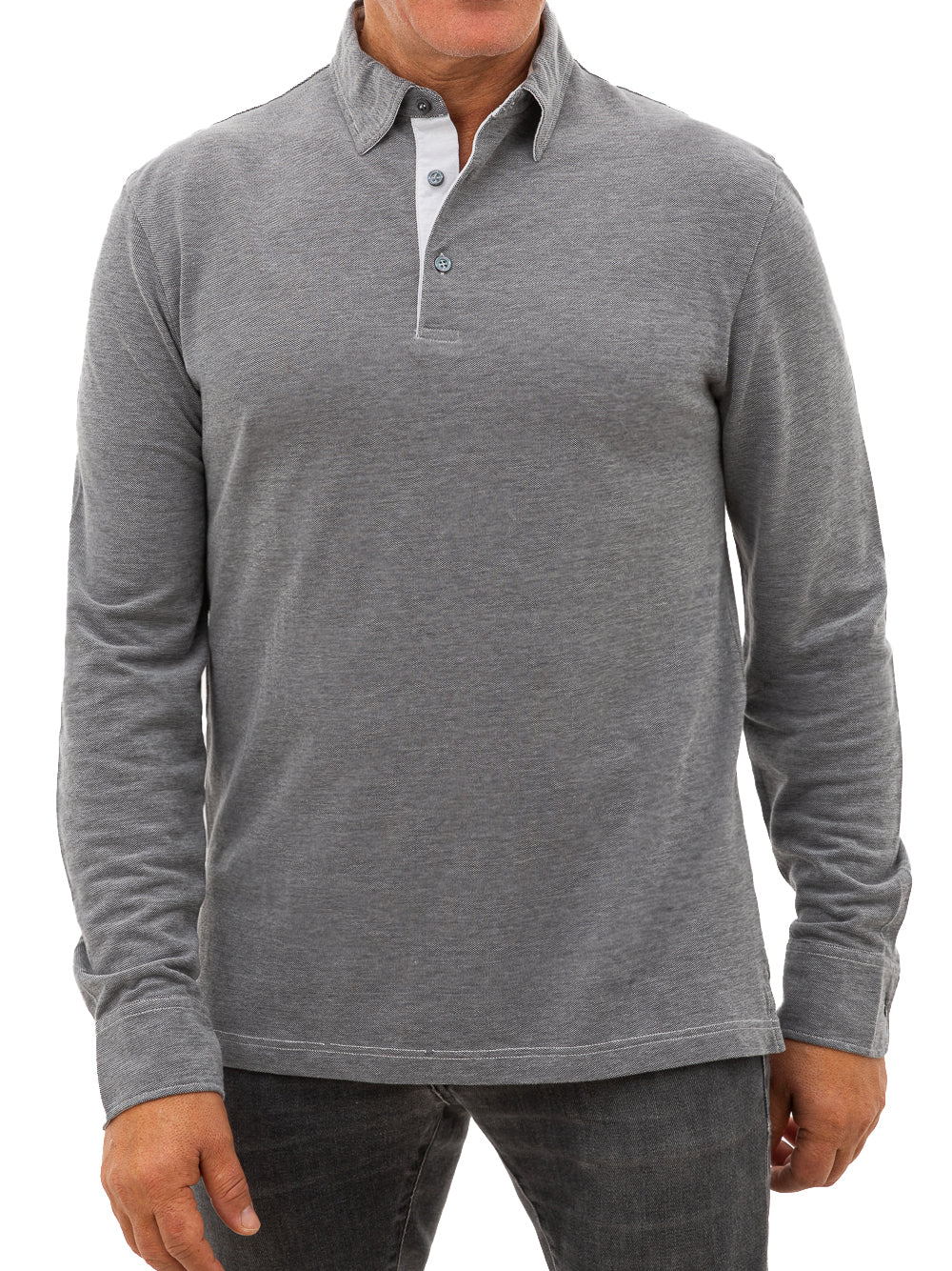 Corneliani Grey Long-Sleeve Polo Shirt