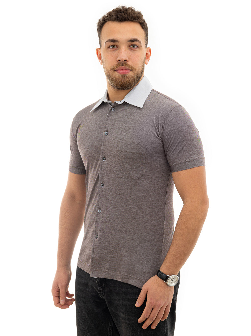 Corneliani grey shirt with buttons and pocket