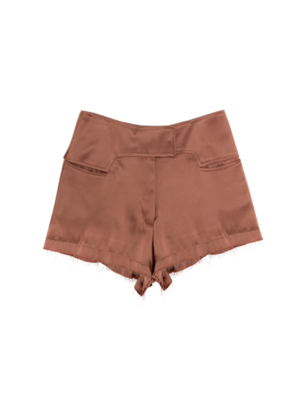 Tom Ford Dusty Pink Satin Shorts with Concealed Fastening – Siebentaschen