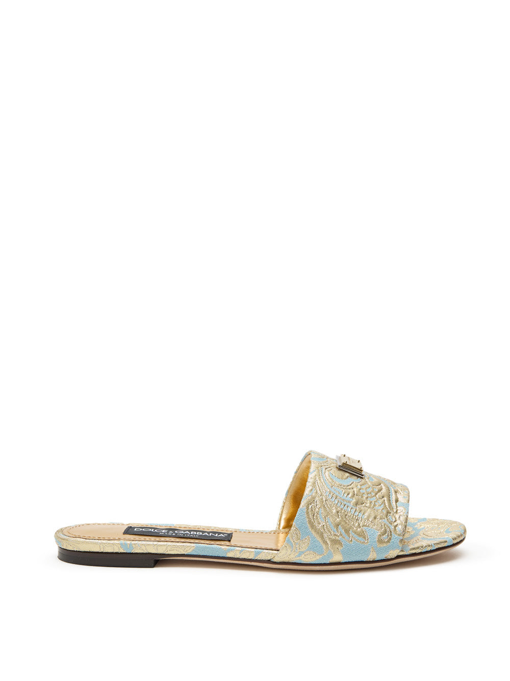 Dolce & Gabbana Gold Brocade Motif Slide