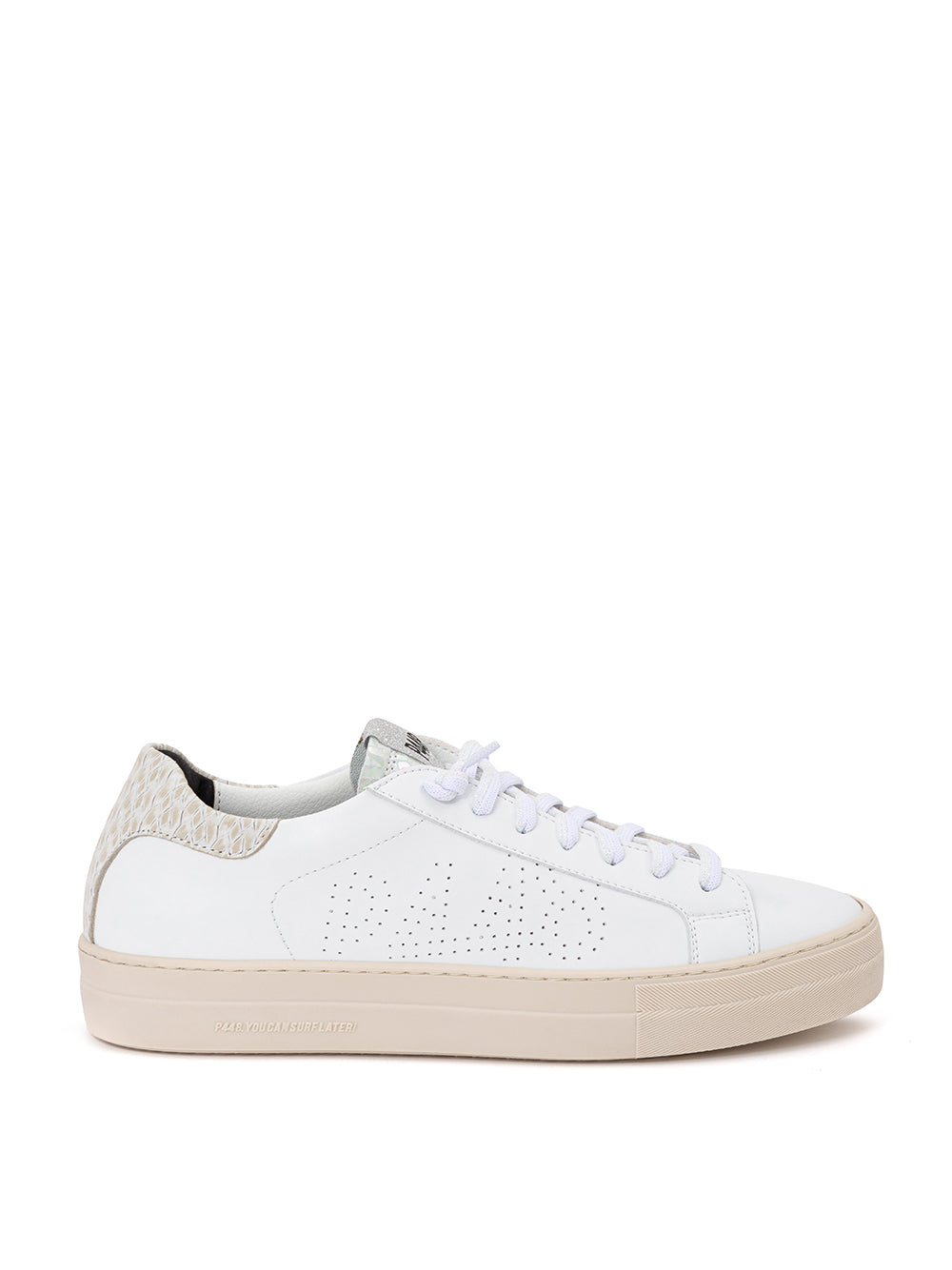 P448 White Leather Thea Python Sneakers