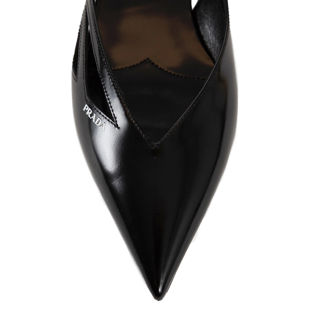 Prada Brushed Leather Cut-Out Ballerina Flats