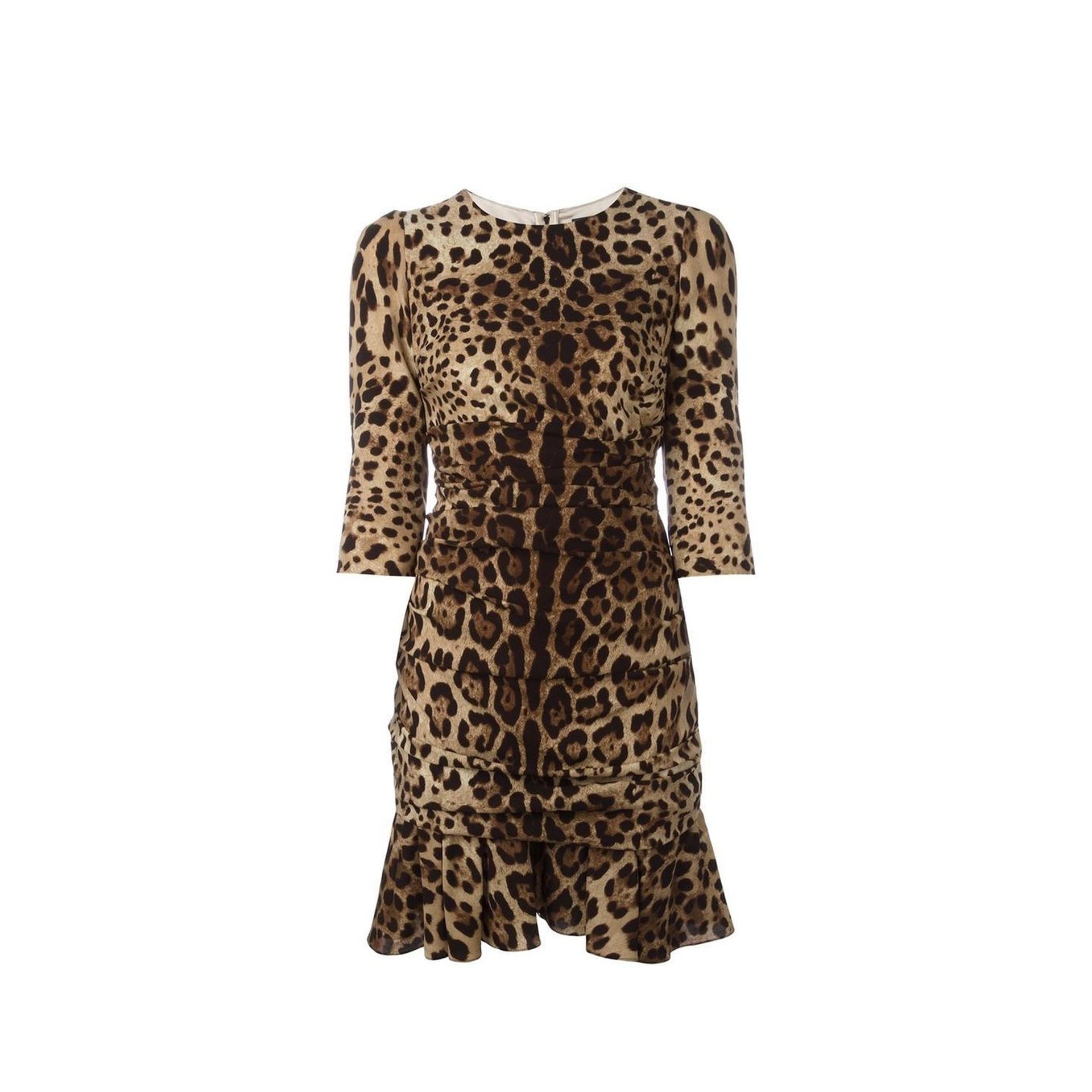 Dolce & Gabbana Silk Leopard Ruched Dress – Siebentaschen