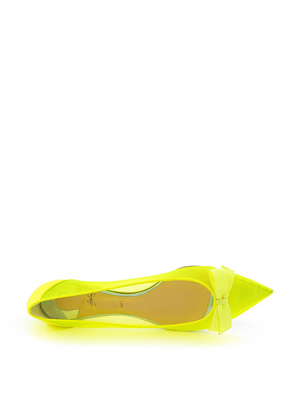 Christian Louboutin Fluo Yellow Mesh Pointed Toe Ballerina