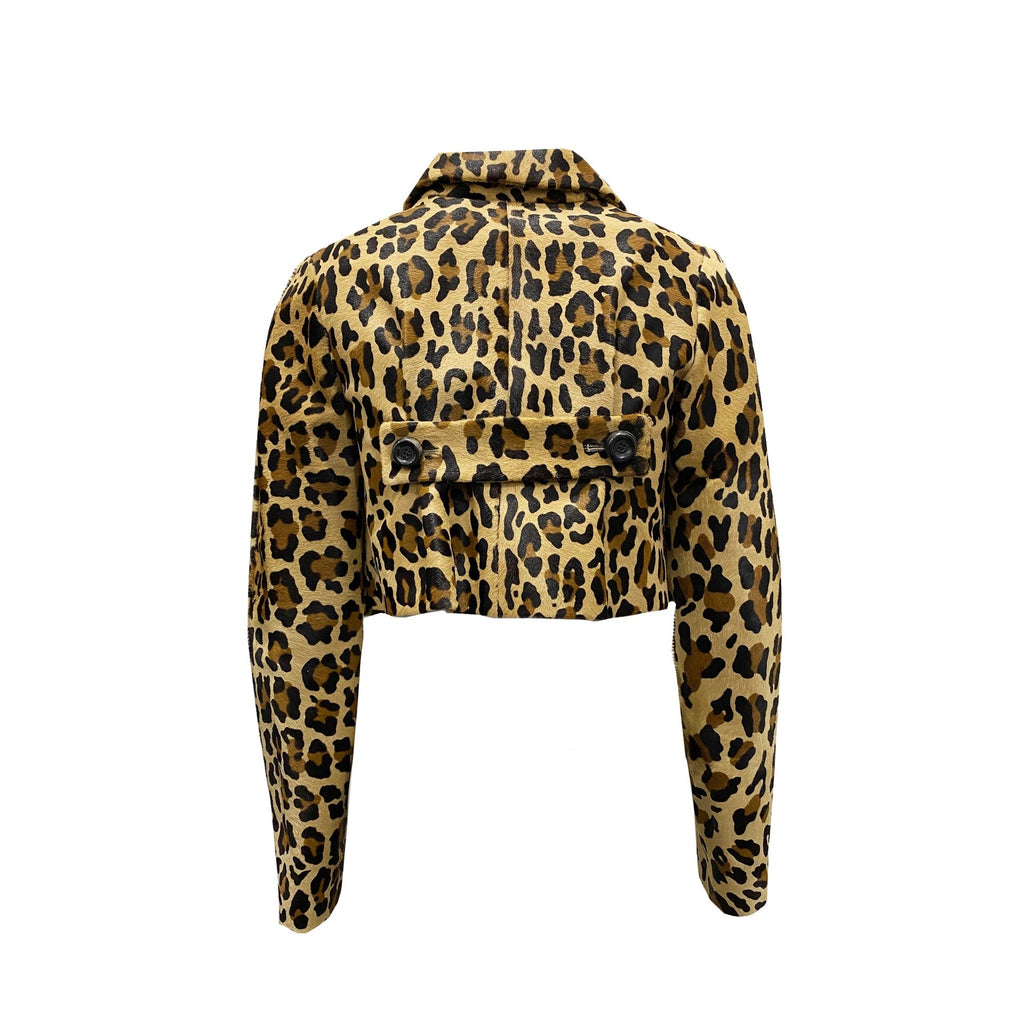 Dsquared2 Leopard Calf Hair Cropped Jacket