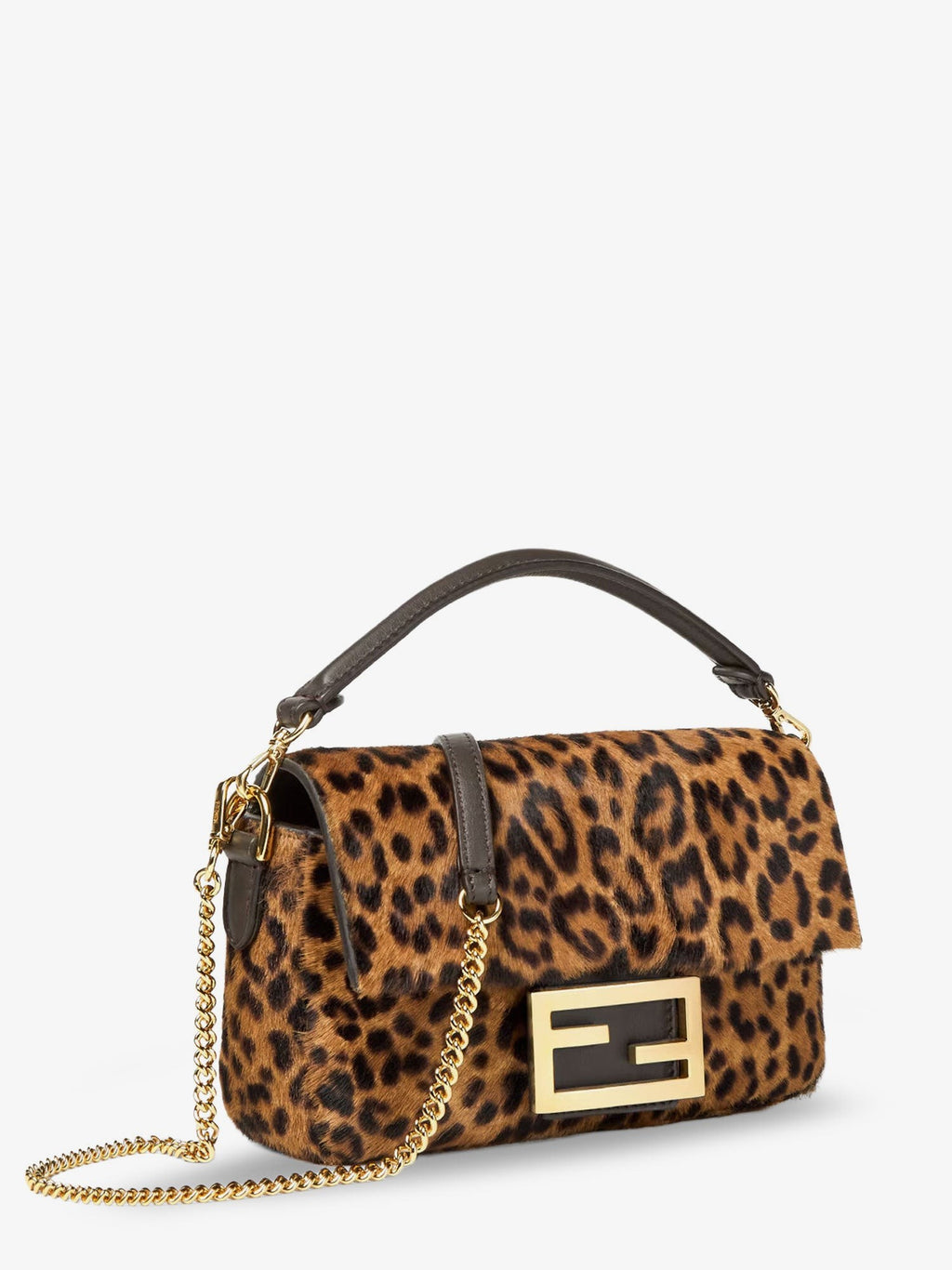 Fendi Baguette Mini leather shoulder bag with Fendi Leo print