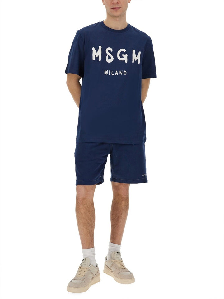 msgm BERMUDA SHORTS WITH EMBROIDERED LOGO