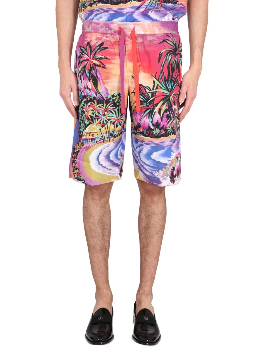 Dolce & Gabbana BERMUDA SHORTS WITH HAWAII PRINT