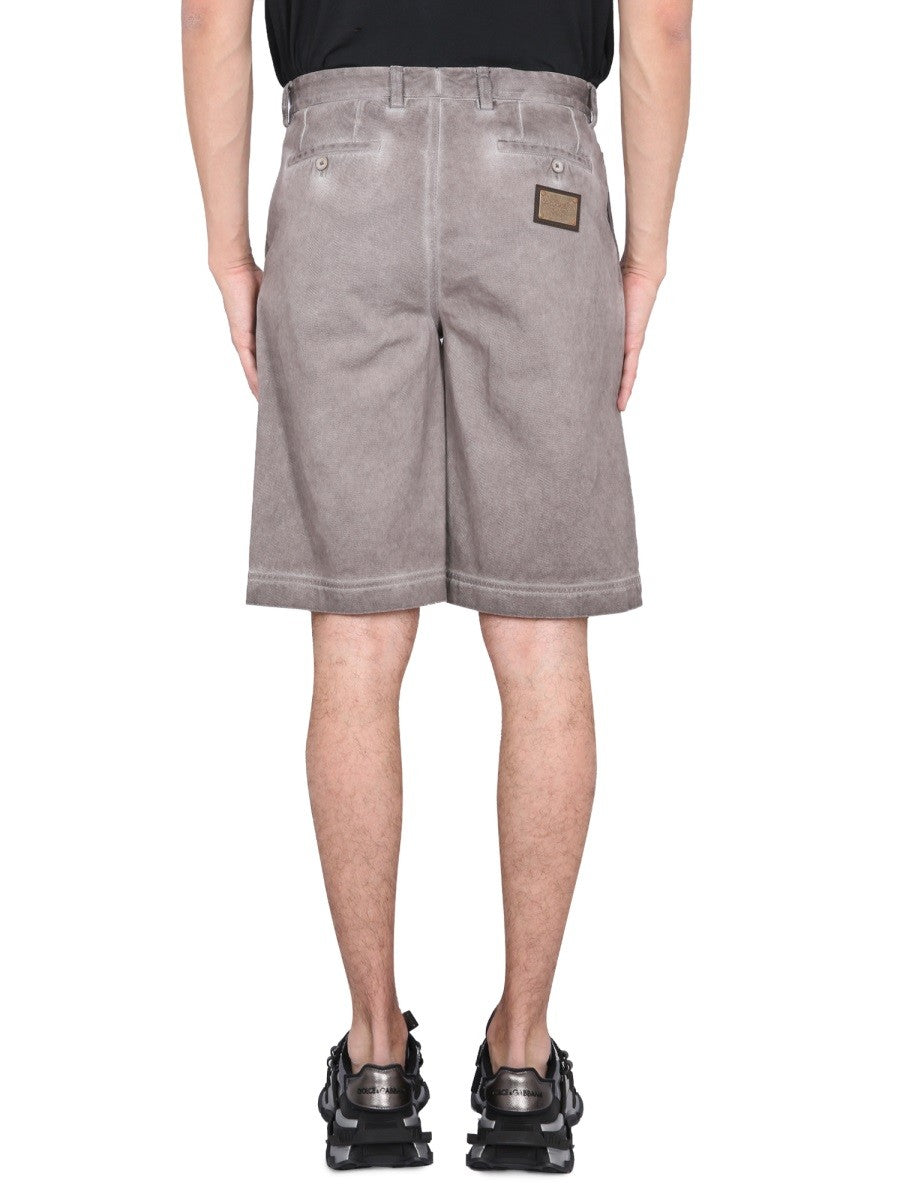 Dolce & Gabbana BERMUDA SHORTS WITH LOGO PLAQUE