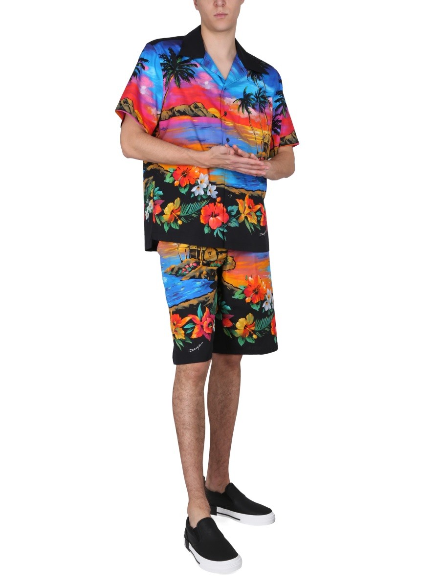 Dolce & Gabbana BERMUDA SHORTS WITH SUNSET PRINT