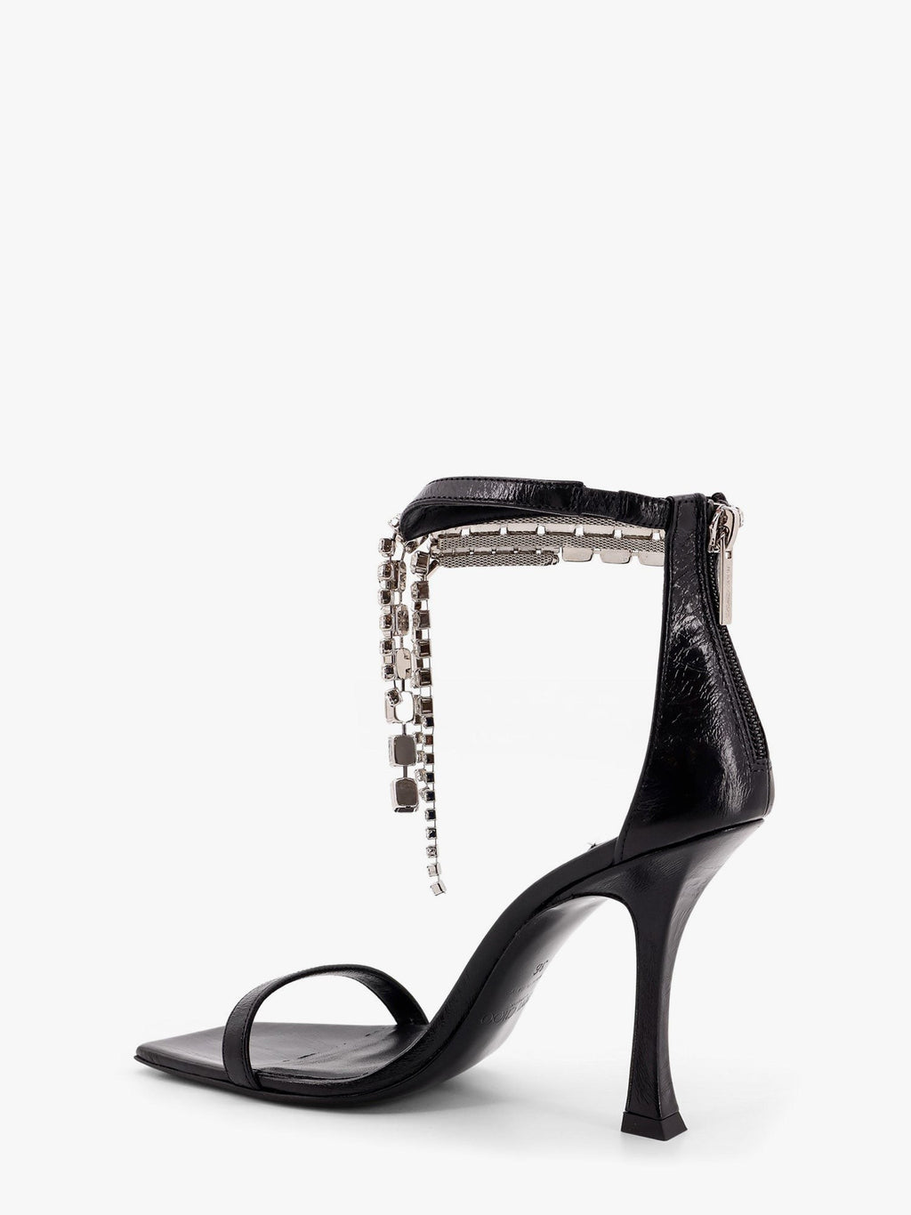 Jimmy Choo Black vintage leather sandals with crystals detail