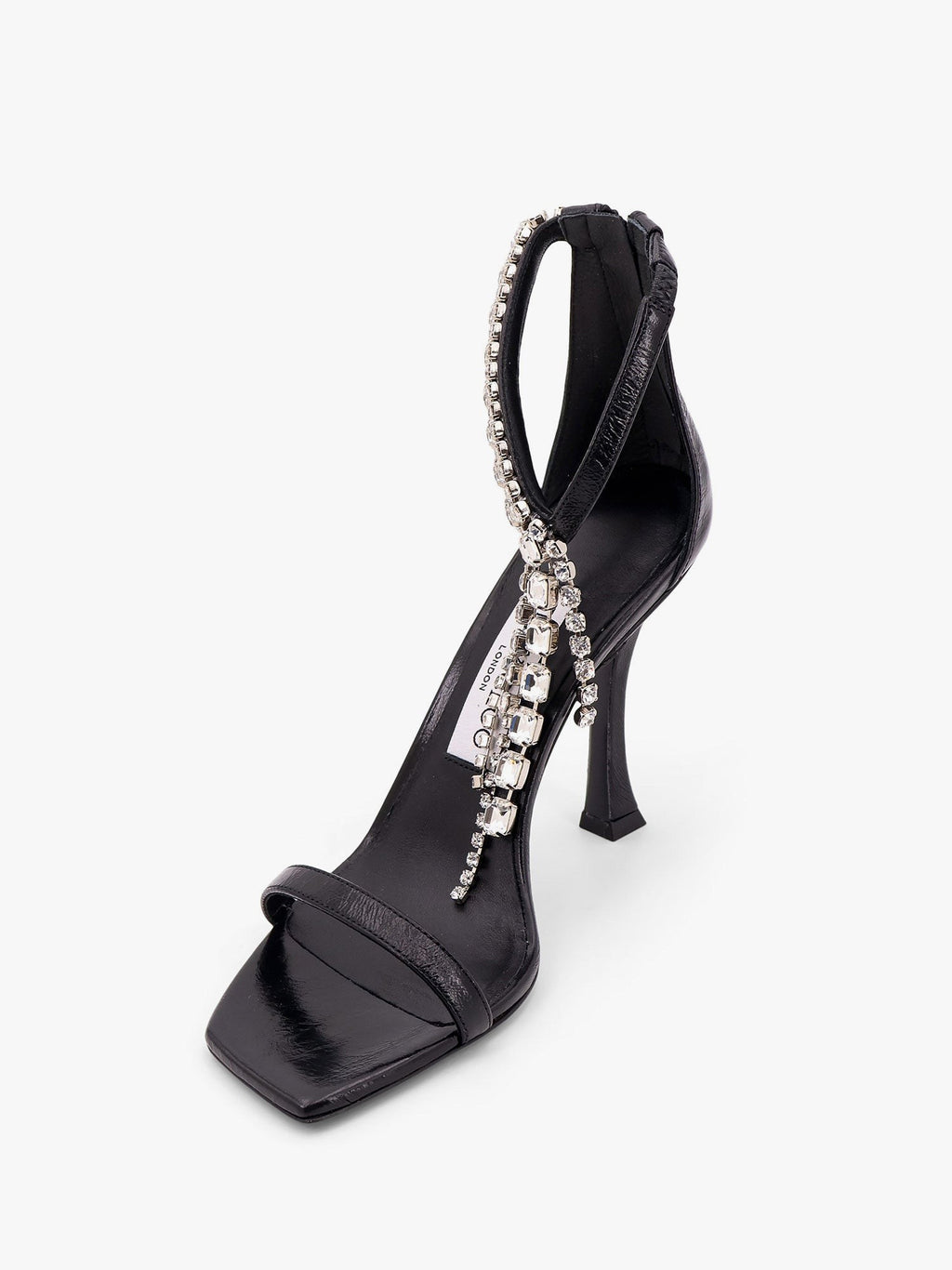 Jimmy Choo Black vintage leather sandals with crystals detail