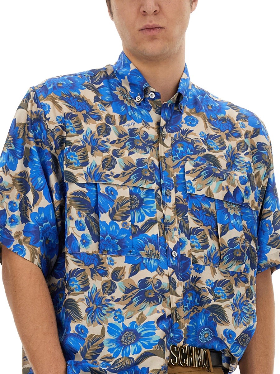 Moschino BLUE FLOWERS ALLOVER PRINT SHIRT