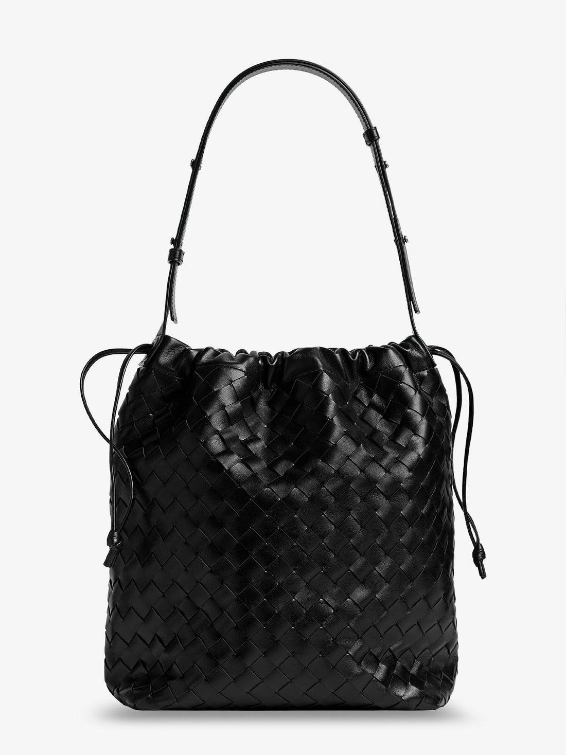 Bottega Veneta Bucket Intrecciato Biblioteca leather shoulder bag