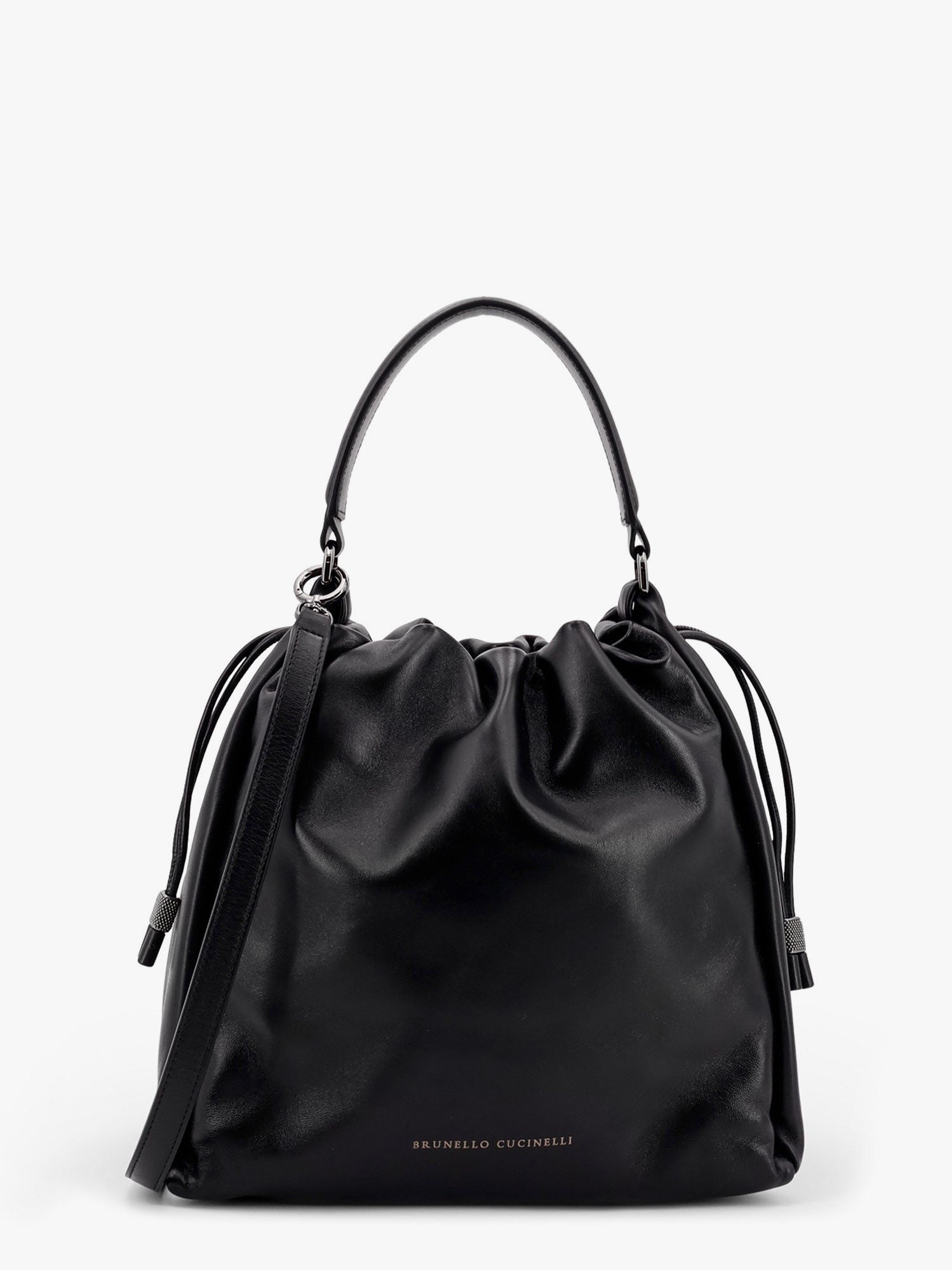 Brunello Cucinelli Bucket Mellow leather bucket bag with Monili detail