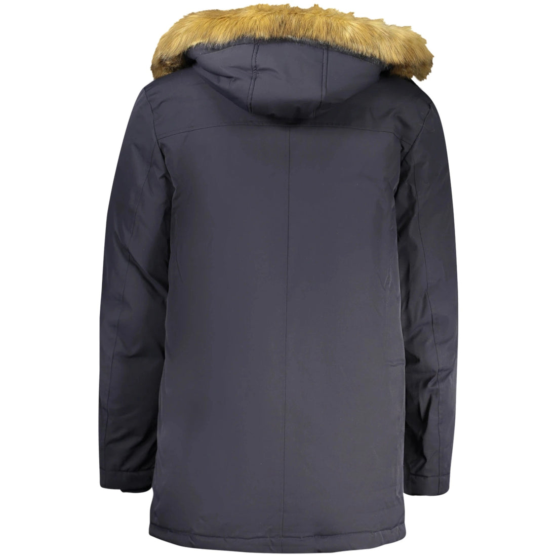 Men’s Blue Long-Sleeve Jacket with Removable Hood