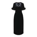 Fendi Fur Trim Velvet Midi Dress