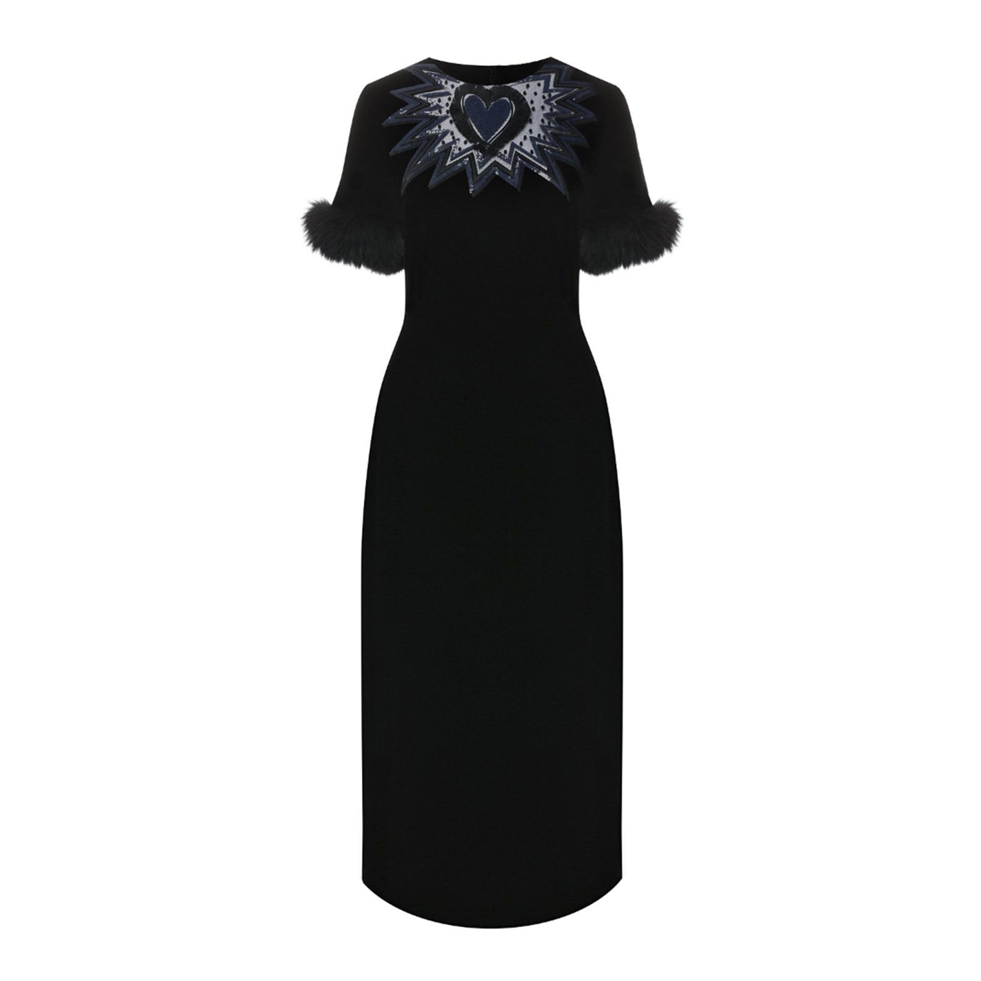 Fendi Fur Trim Velvet Midi Dress