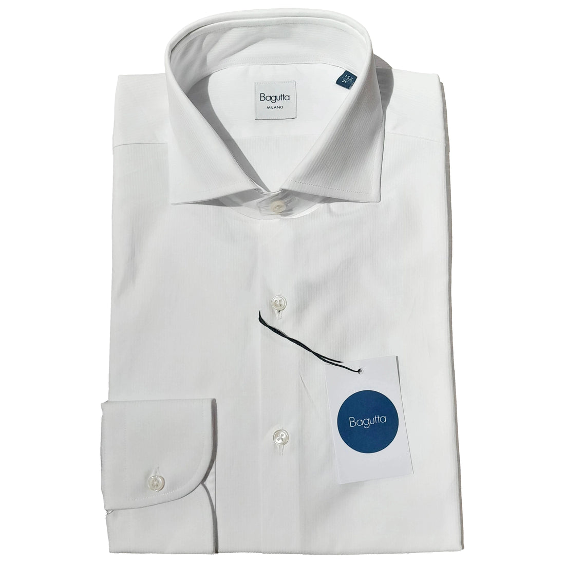 Men’s White Slim Fit Long-Sleeve Shirt with French Collar