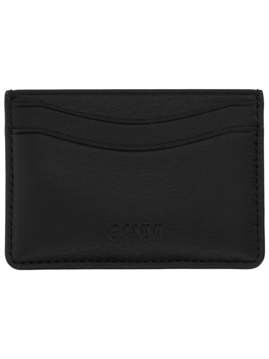 GANNI CARD HOLDER WITH LOGO AND PRINT