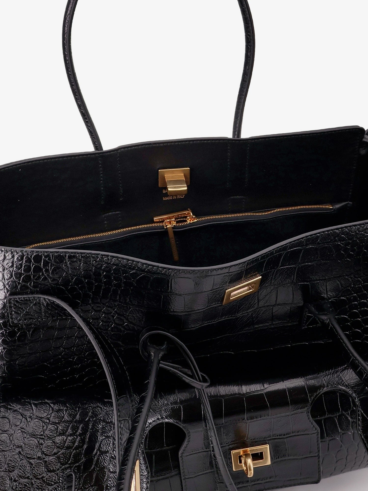 Balenciaga Carry All Bel Air leather shoulder bag with croco effect