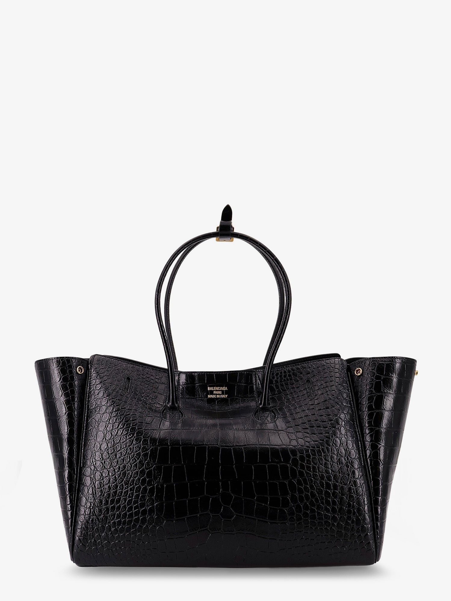 Balenciaga Carry All Bel Air leather shoulder bag with croco effect