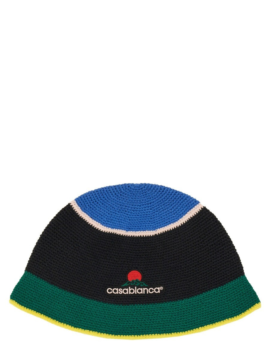 CASABLANCA CROCHET HAT WITH LOGO