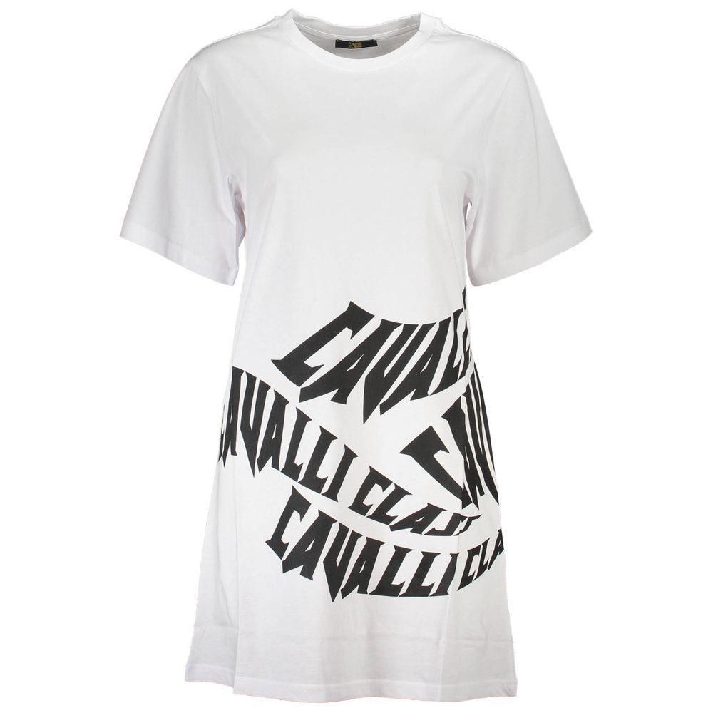 Cavalli Class white dress t-shirt style with bold black Cavalli Class logo print