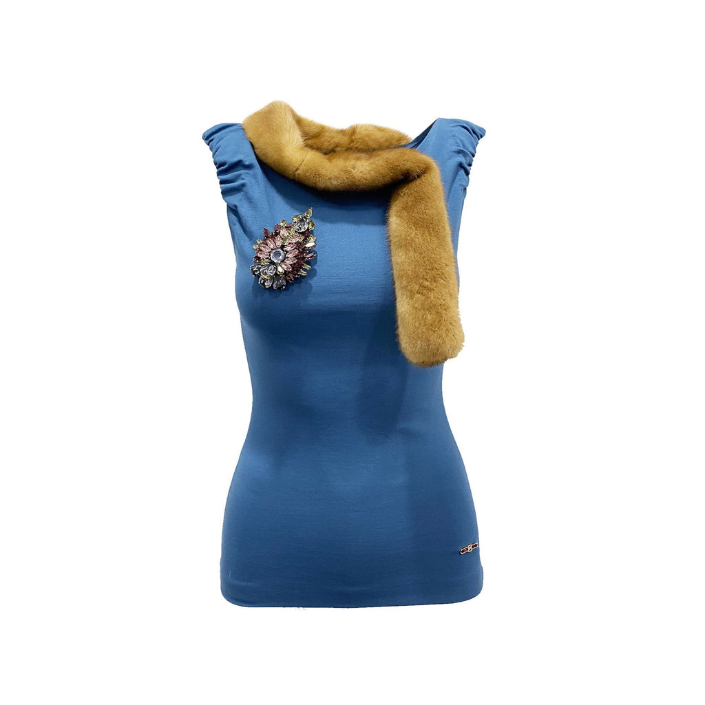 Dsquared2 Mink Collar Sleeveless Top