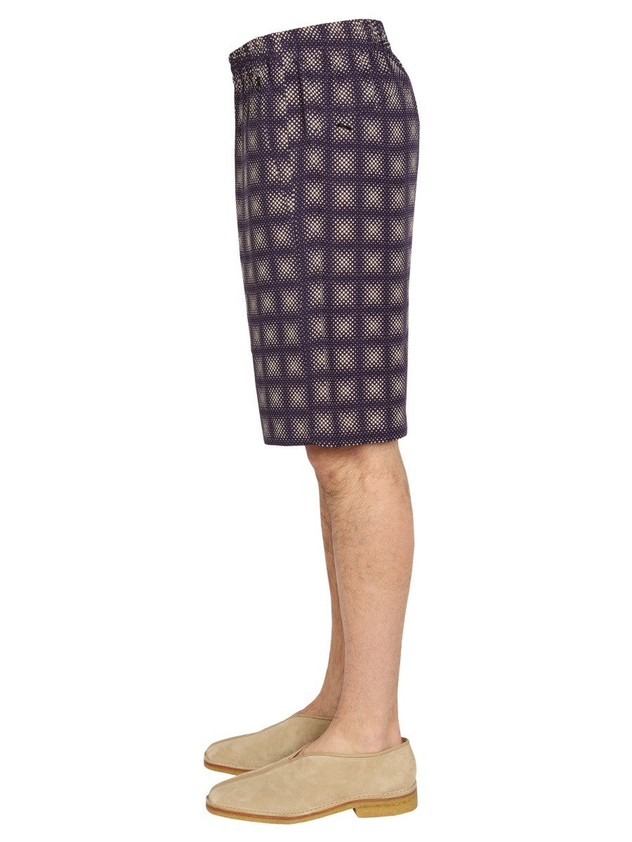 NEEDLES CHECK PRINT BERMUDA