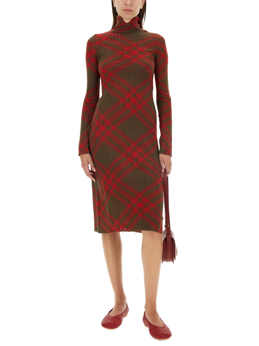 Burberry CHECK WOOL BLEND DRESS