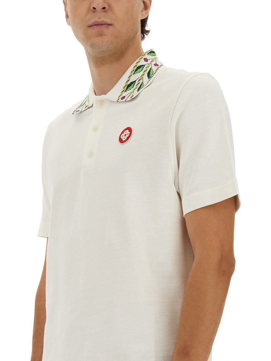 CASABLANCA "CLASSIC LAUREL" PIQUE POLO SHIRT