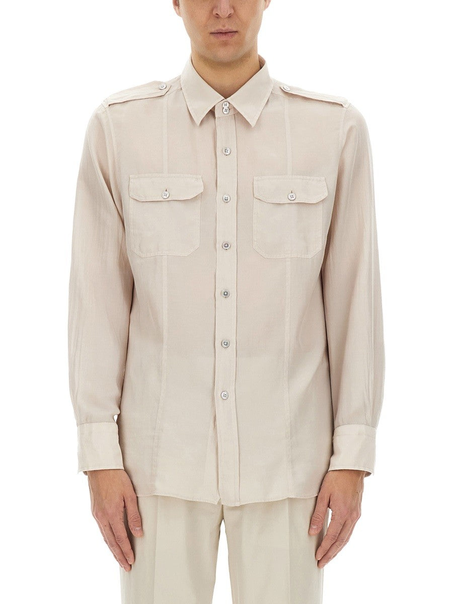 TOM FORD COTTON AND SILK MILITARY SHIRT