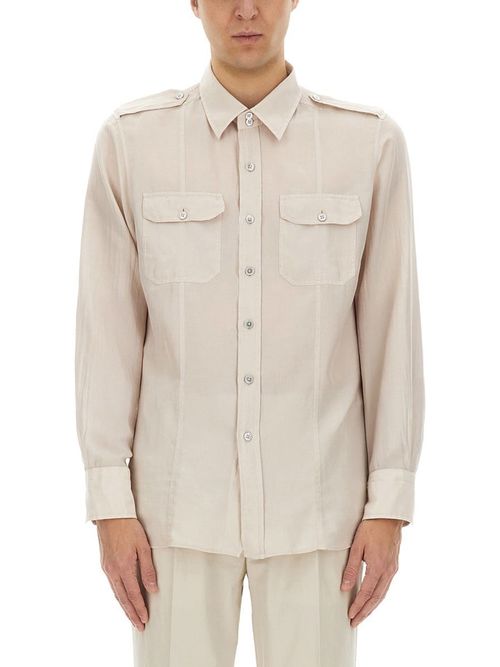 TOM FORD COTTON AND SILK MILITARY SHIRT