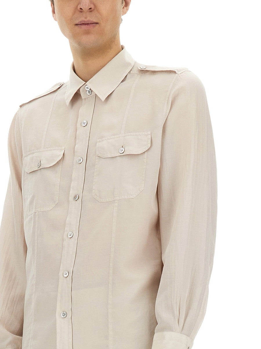 TOM FORD COTTON AND SILK MILITARY SHIRT