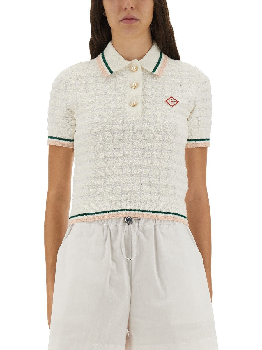 CASABLANCA COTTON BOUCLÉ POLO SHIRT