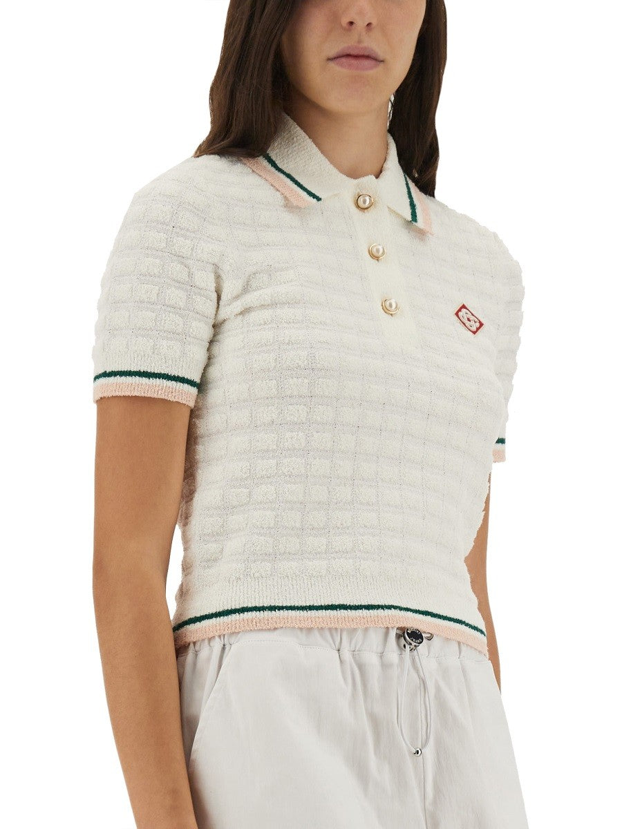 CASABLANCA COTTON BOUCLÉ POLO SHIRT