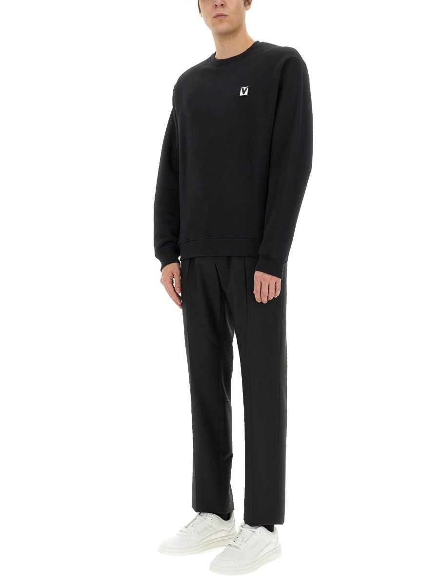 Valentino COTTON CREWNECK SWEATSHIRT WITH "CHEZ VALENTINO" PATCH