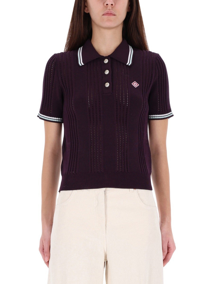 CASABLANCA COTTON KNIT POLO SHIRT