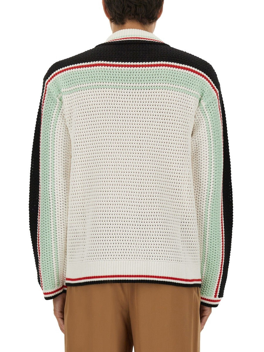 CASABLANCA COTTON KNIT TENNIS SHIRT