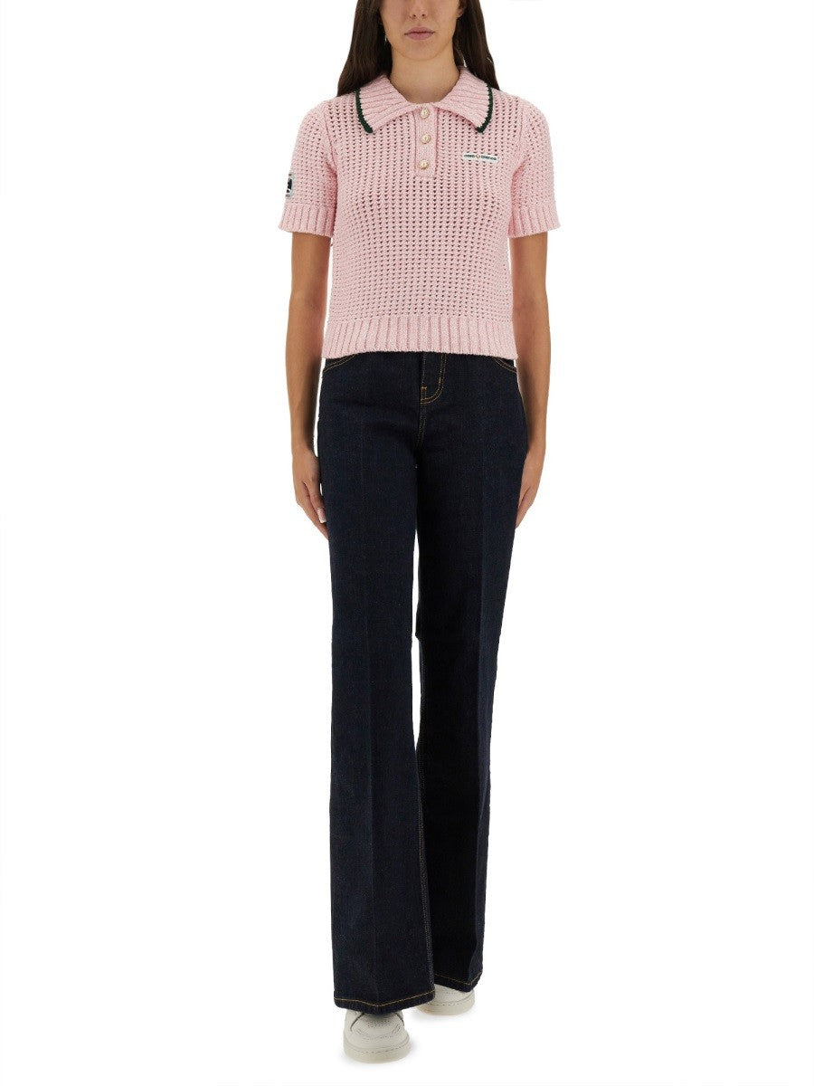 CASABLANCA COTTON MOULINÉ POLO SHIRT