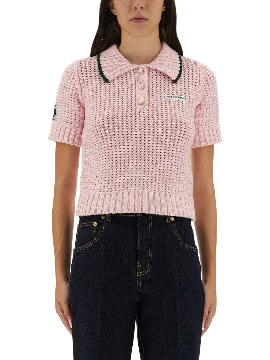 CASABLANCA COTTON MOULINÉ POLO SHIRT
