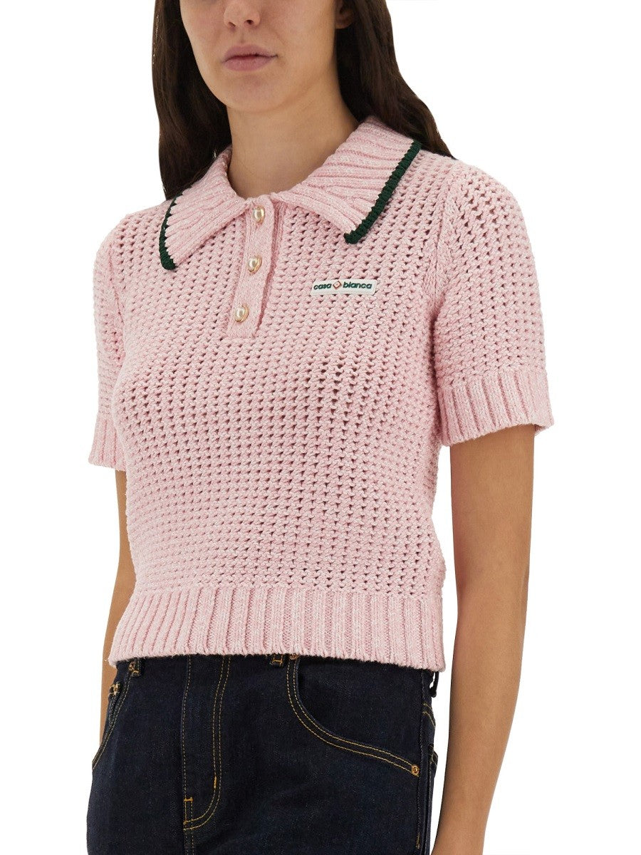 CASABLANCA COTTON MOULINÉ POLO SHIRT