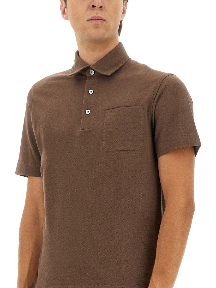 Zegna COTTON POLO SHIRT WITH POCKET