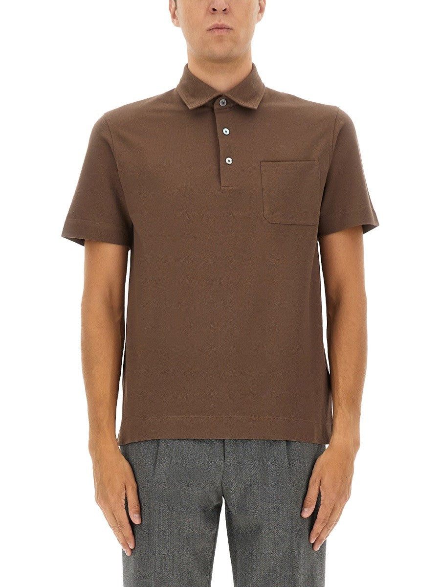 Zegna COTTON POLO SHIRT WITH POCKET