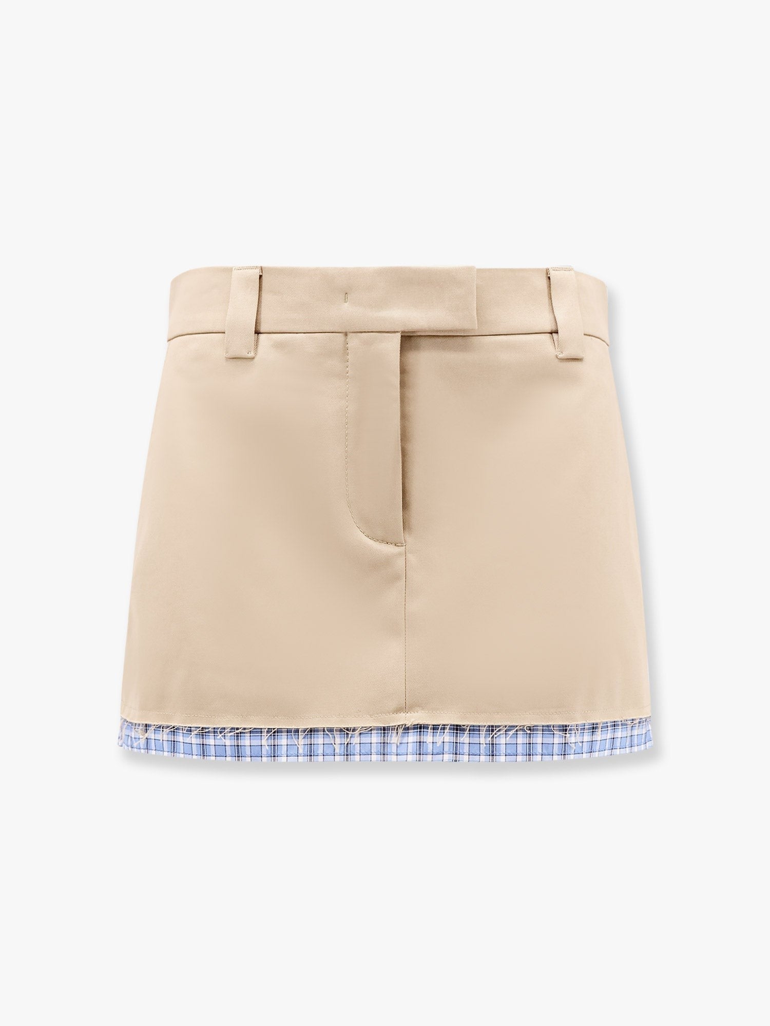 Miu Miu Cotton skirt with check insert on the bottom