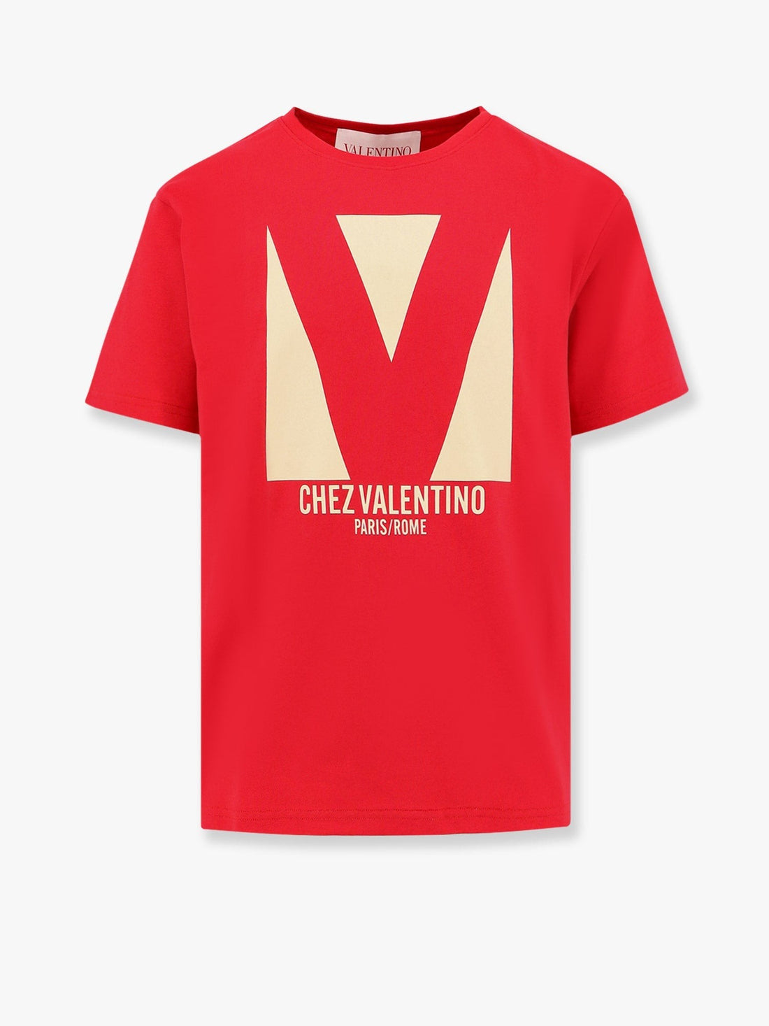 Valentino COTTON T-SHIRT WITH "CHEZ VALENTINO" PRINT